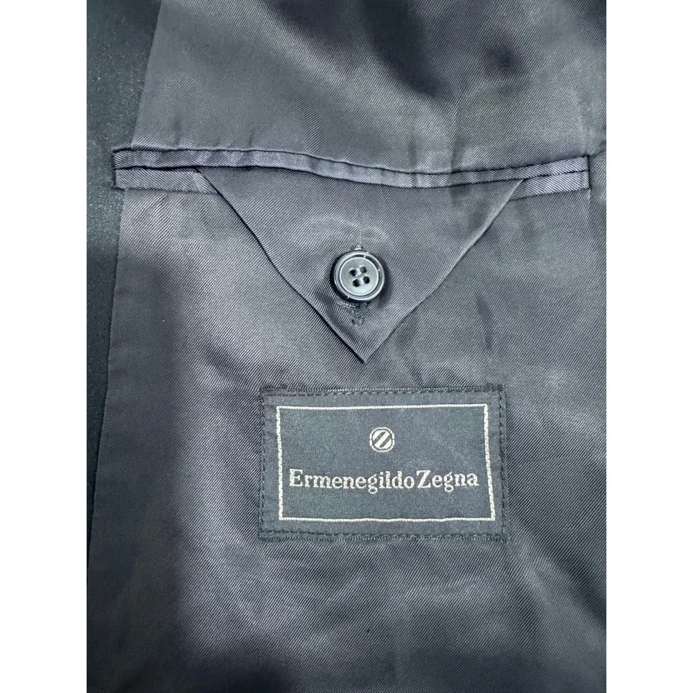Ermenegildo Zegna Men Black Tuxedo Jacket Peak Lapel Super 100s Wool 46R